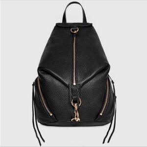 Rebecca Minkoff Julian backpack Black pebbled leather Gold hardware